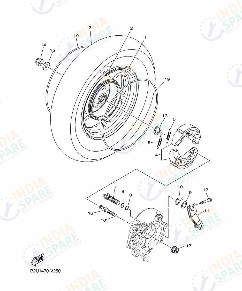 YAMAHA BKXM RAYZR 125CC Series REAR WHEEL
